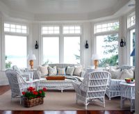 Country living room with wicker furniture 