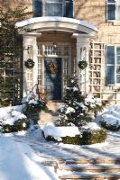 Exterior of classic house at Christmas 
