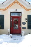 Classic front door exterior at Christmas 