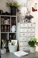 Distressed chest of drawers on kitchen worktop