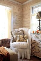 Armchair in country living room 