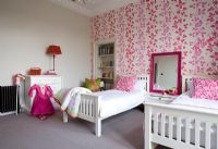 Classic childrens bedroom with twin beds 