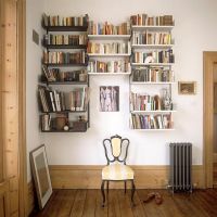 Wall mounted shelves in classic living room 