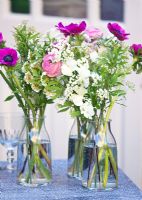 Display of flowers in vases 