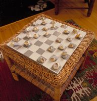 Chess board and shells