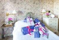 Classic bedroom with presents