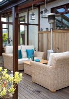 Decked patio with sofas