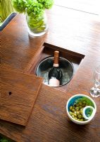 Table with built in wine cooler