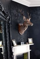 Stags head above fireplace