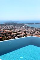 Luxury infinity swimming pool with sea view, Greece
