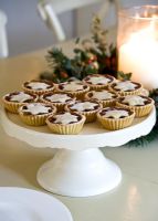 Mince pies on cake stand