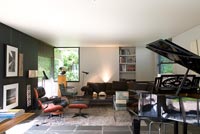 Contemporary living room with piano