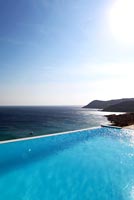 View of Aegean sea from infinity swimming pool