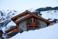 French chalet in snow
