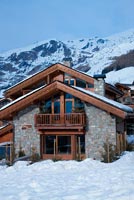 French chalet in snow