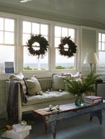 Country living room with Christmas decorations