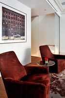 Contemporary brown suede armchairs 