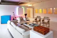 Modern living room with artworks 