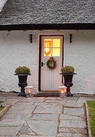 Country exterior with Christmas wreath