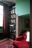 Bookshelves in alcove