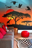 Children's play room with mural