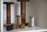 Vintage cotton reels and printers blocks