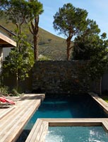 Contemporary garden with pools