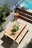 Contemporary decked patio from above