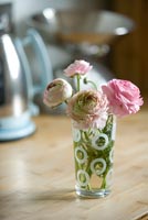 Ranunculus in patterned glass