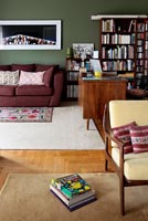 1950s style living room with vintage decoration 