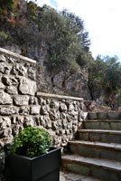 Traditional stone wall and steps