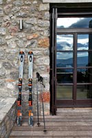 Skis outside french doors