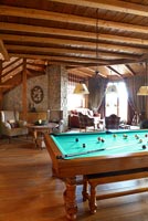 Pool table in open plan living space