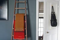Wooden ladder with blankets