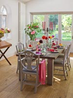 Modern dining table set for meal