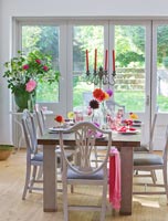 Modern dining table set for meal