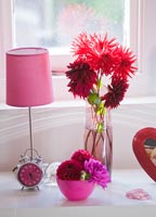 Pink Dahlias and bedroom accessories