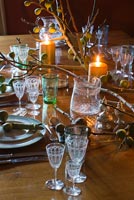 Christmas table decoration with Fig branch