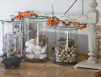 Display of eggs in glass jars