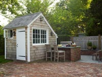 Brick patio and shed