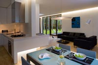 Contemporary open plan kitchen and living room