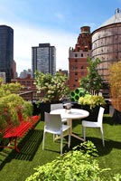 Modern roof terrace with view of New York