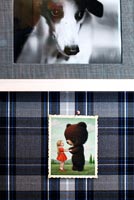 Photos displayed on tartan feature wall