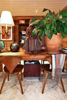 Wooden dining table and retro chairs