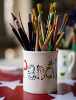 Artist's brushes in mug