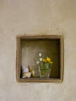 Simple flower arrangement in alcove