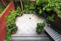 View of patio garden from above