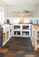 Modern kitchen with slate floor