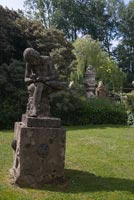 Garden statue on lawn
