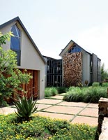 Contemporary building and paved garden